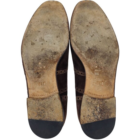 Gucci Italy Men size 7.5E Brown Suede Wingtip Derby Oxfords Designer Dress Shoes - Picture 3 of 14